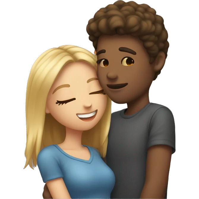 a girl kissing her boyfriend on the cheek emoji