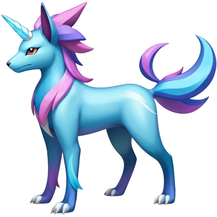 Shiny Colorful Iridescent Amaura-Cobalion-Suicune-fakemon (full body) emoji