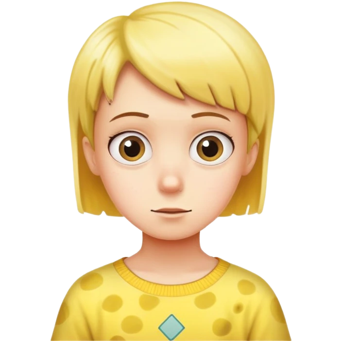 A girl with a short boy haircut watching SpongeBob  emoji