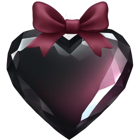 crystal black heart with burgundy bow emoji