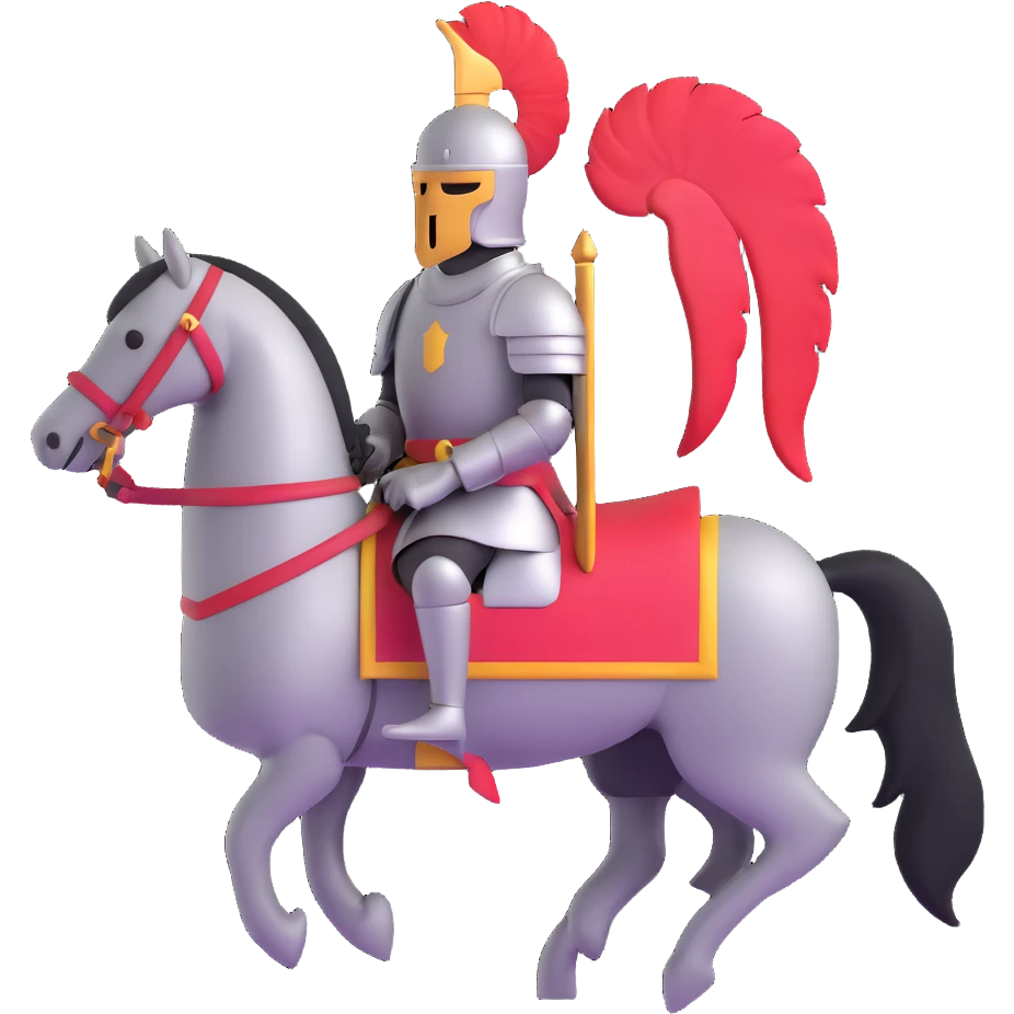 knight with a plume on helmet standing proudly emoji