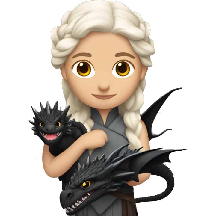 Daenerys Targaryen with black Drogon in her hands emoji