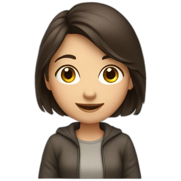 Brunette girl saying hi emoji