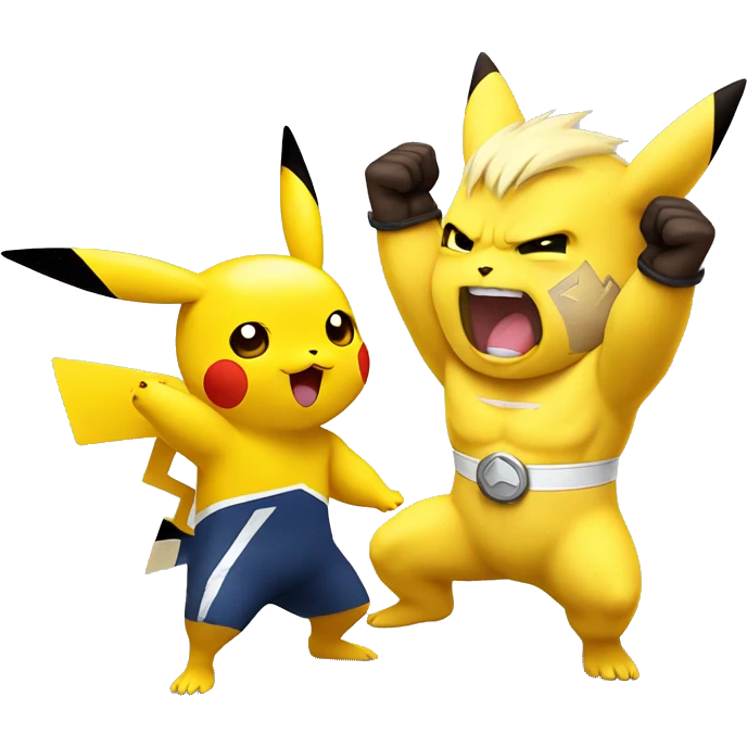 Pikachu cheering a white bold bodybuilder in training  emoji