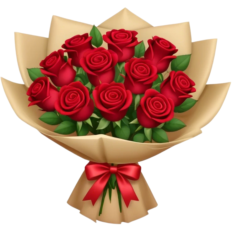 Bouquet of red roses in a burgundy package emoji