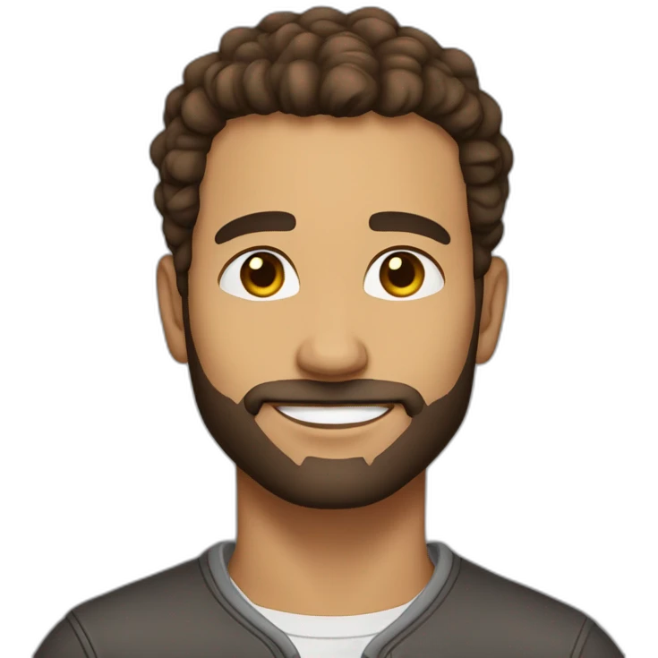 Man, brown short on the side hair, brown eyes, short beard, light skin color, chain on the neck emoji