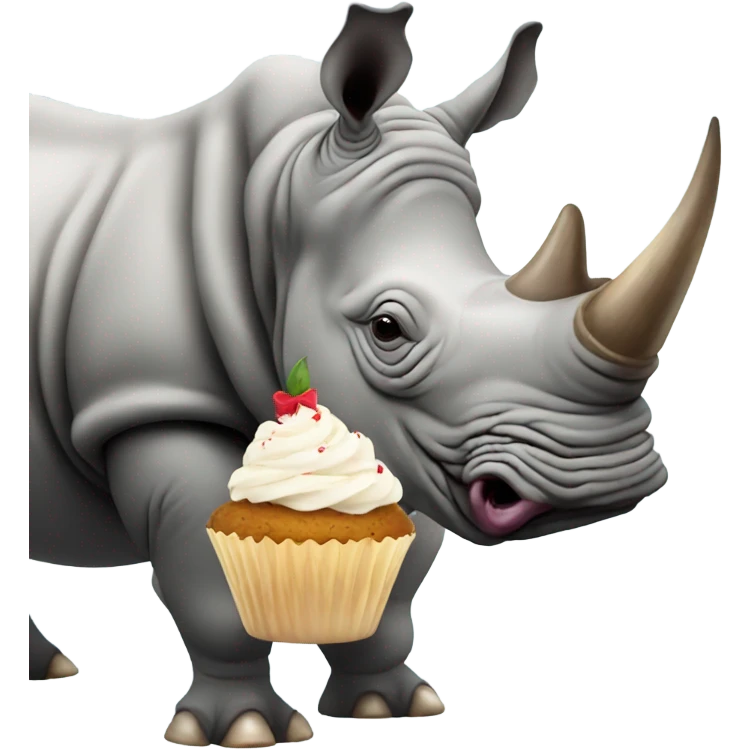 Rhino eating a cupcake emoji