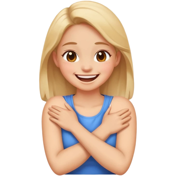 Arms crossed holding neck laughing girl emoji