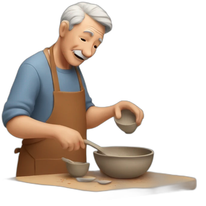 old man making dishes from clay emoji