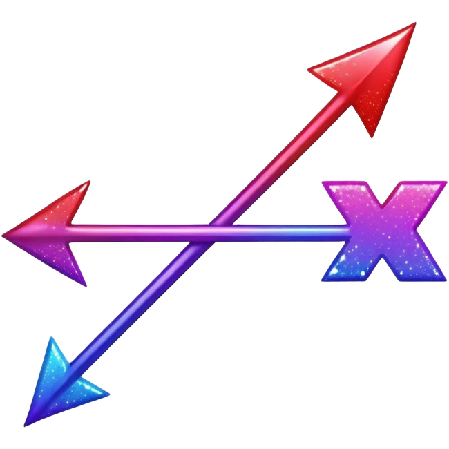 color gradient between red and purple glitter arrow right emoji