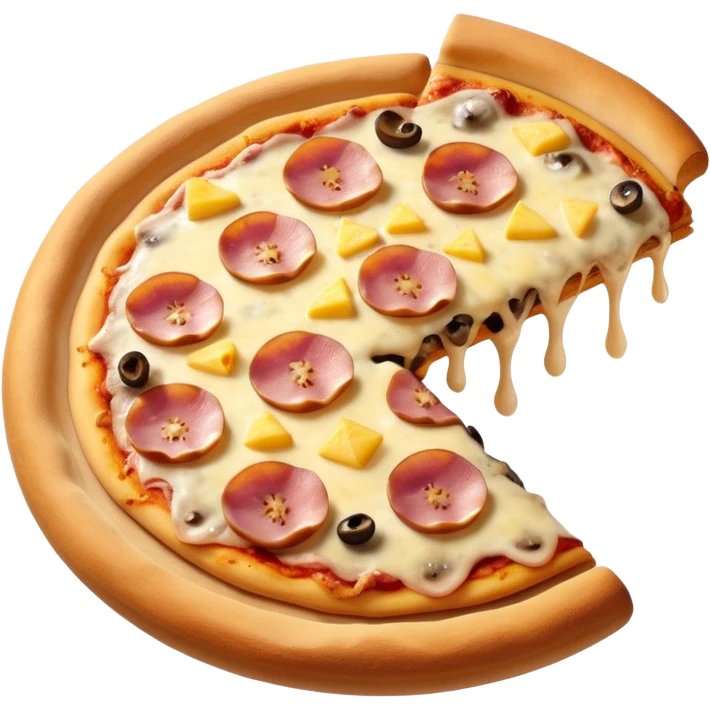 pizza with mushroom, pineapple, ham emoji