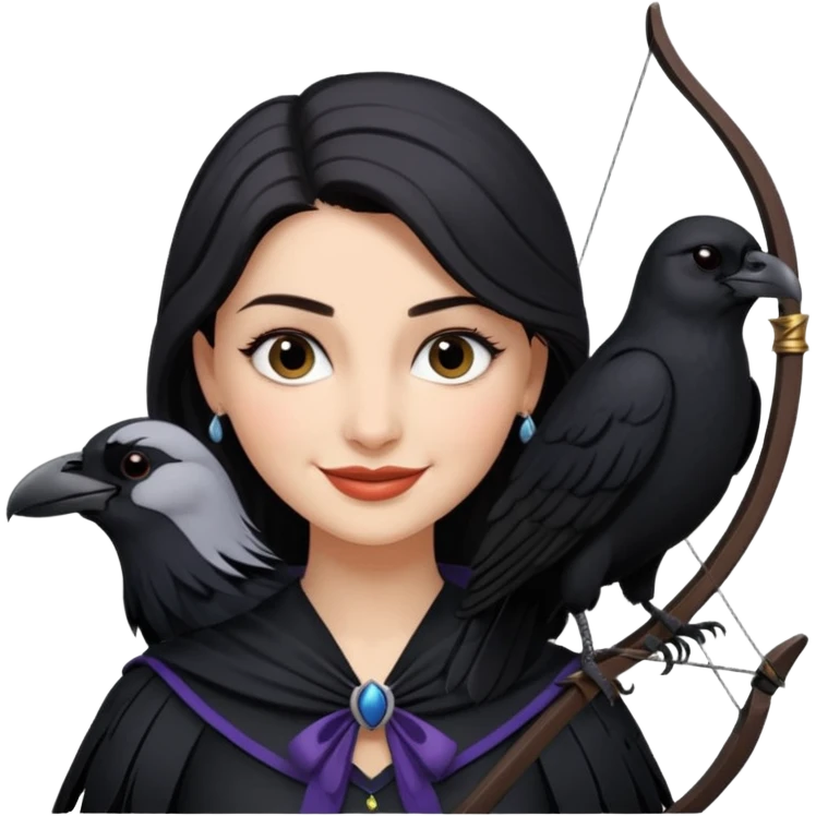Alysanne Blackwood from Game of Thrones. She is known as black aly and is the Wife of Cregan Stark. I have her looking like Hande Erçel. Show her with a raven and a bow. Have her smirking, smiling, laughing emoji