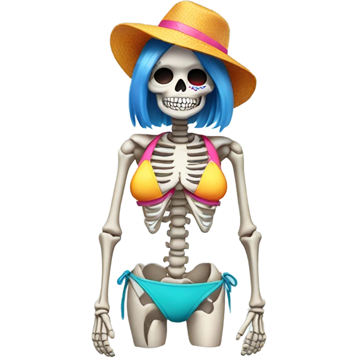 Skeleton in big bikini emoji