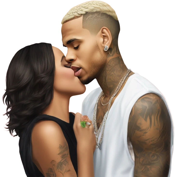 Hyper Realistic Chris Brown  Karruche Tran romantic photo  emoji