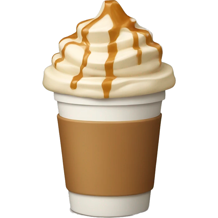 a beige starbucks coffee cup with cream and caramel sauce on top emoji