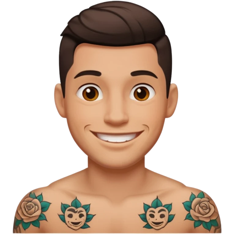 hombre con tatuajes emoji