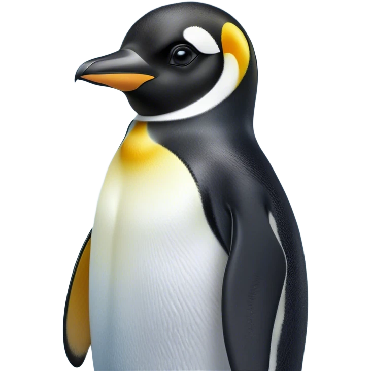 Cinematic Noble Emperor Penguin Portrait Emoji, Poised and regal, standing proudly on icy terrain with crisp black and white plumage and determined, deep-set eyes, Simplified yet sharp and sophisticated features, highly detailed, glowing with a soft, dignified polar glow, high shine, intelligent and stalwart, stylized with an air of imperial command, focused and resolute, soft glowing outline, capturing the essence of a watchful and confident arctic guardian that feels as though it could waddle out of the screen with effortless authority! emoji