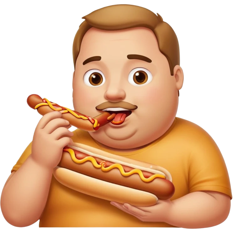 Fat guy eating hotdog emoji
