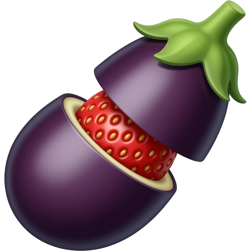 Eggplant penetrates strawberry emoji