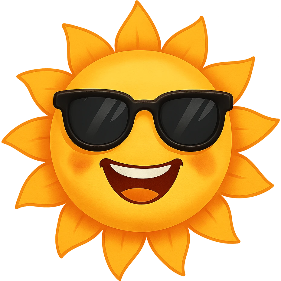 smiling sun with sunglasses, cheerful and bright, general style emoji