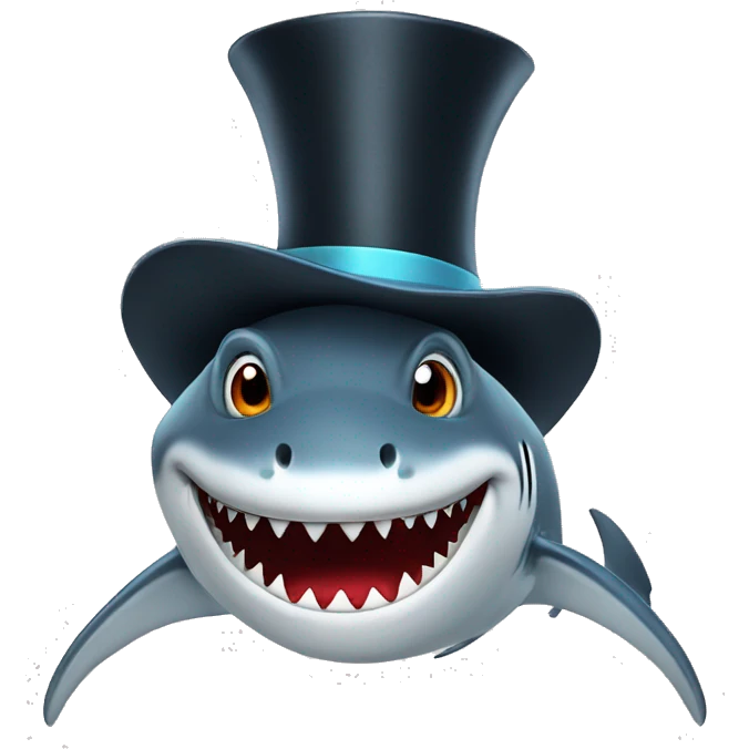 Shark with a top hat emoji