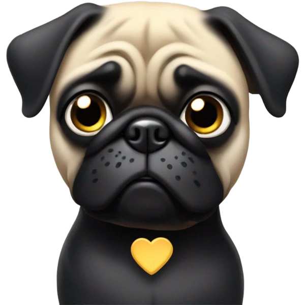 Black pug giving the thumbs down sign with paw emoji