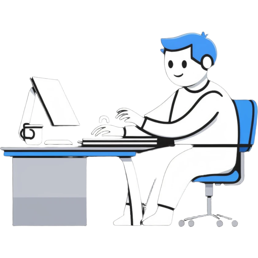 Person sitting at desk with proper ergonomic posture emoji