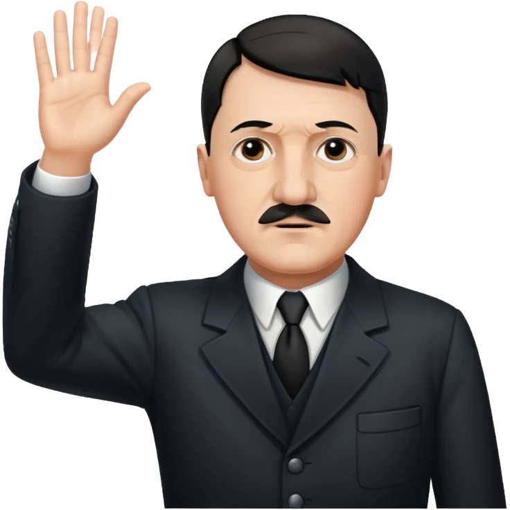 Hitler raising one hand straight up like a salute emoji