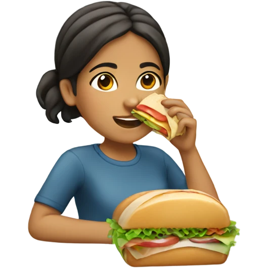Hispanic girl eating and sandwich  emoji