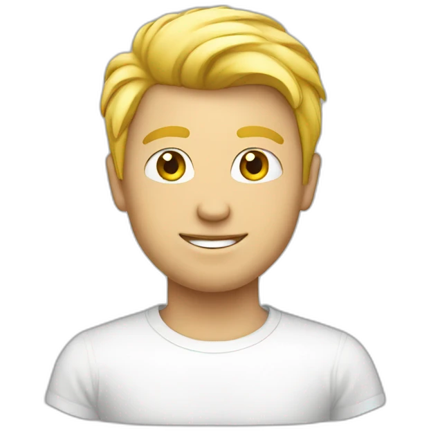 blond guy white tee shirt emoji