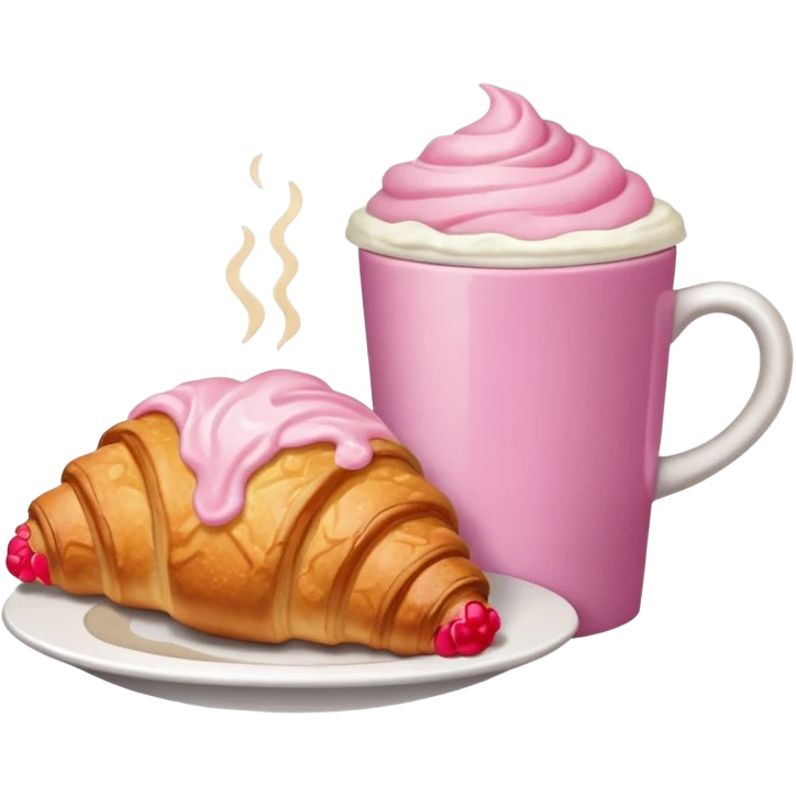 Croissant y café rosa  emoji