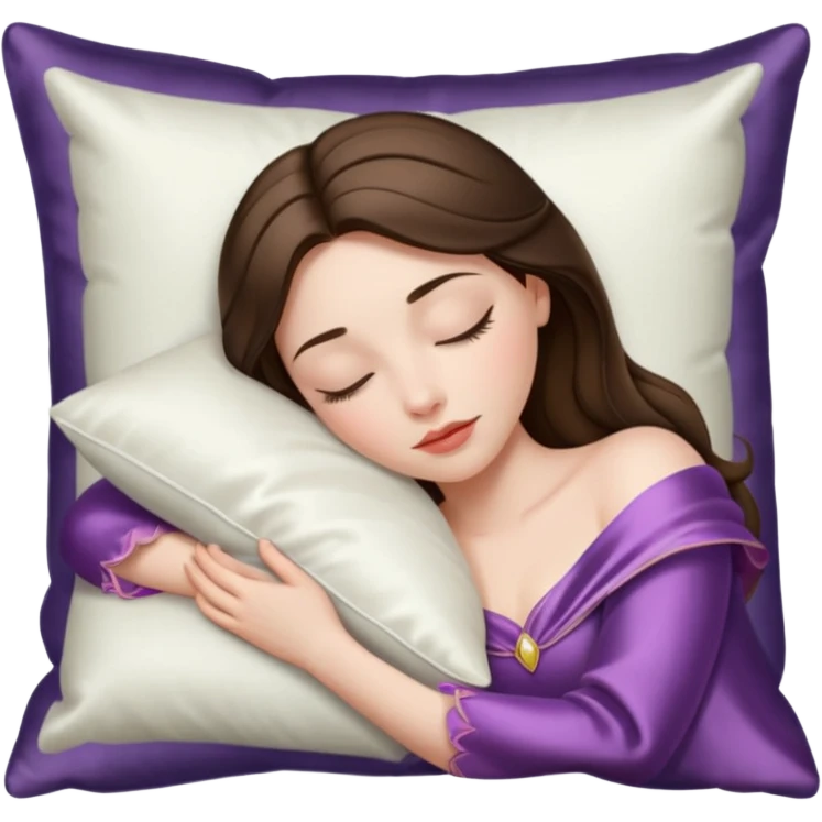sleeping beauty brunette white girl with a silk pillow emoji