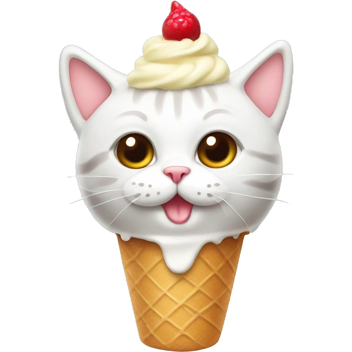 Cute cat with ice cream on head emoji