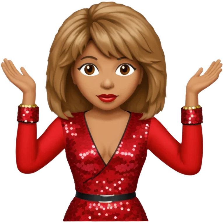 Tina Turner, Queen of Rock'n Roll from Famous People with long light brown hair, red sequin outfit emoji