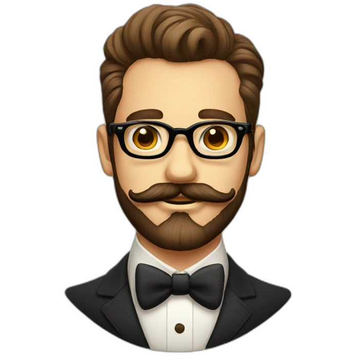 dapper man, vintage glasses, barbershop, moustache and big beard emoji