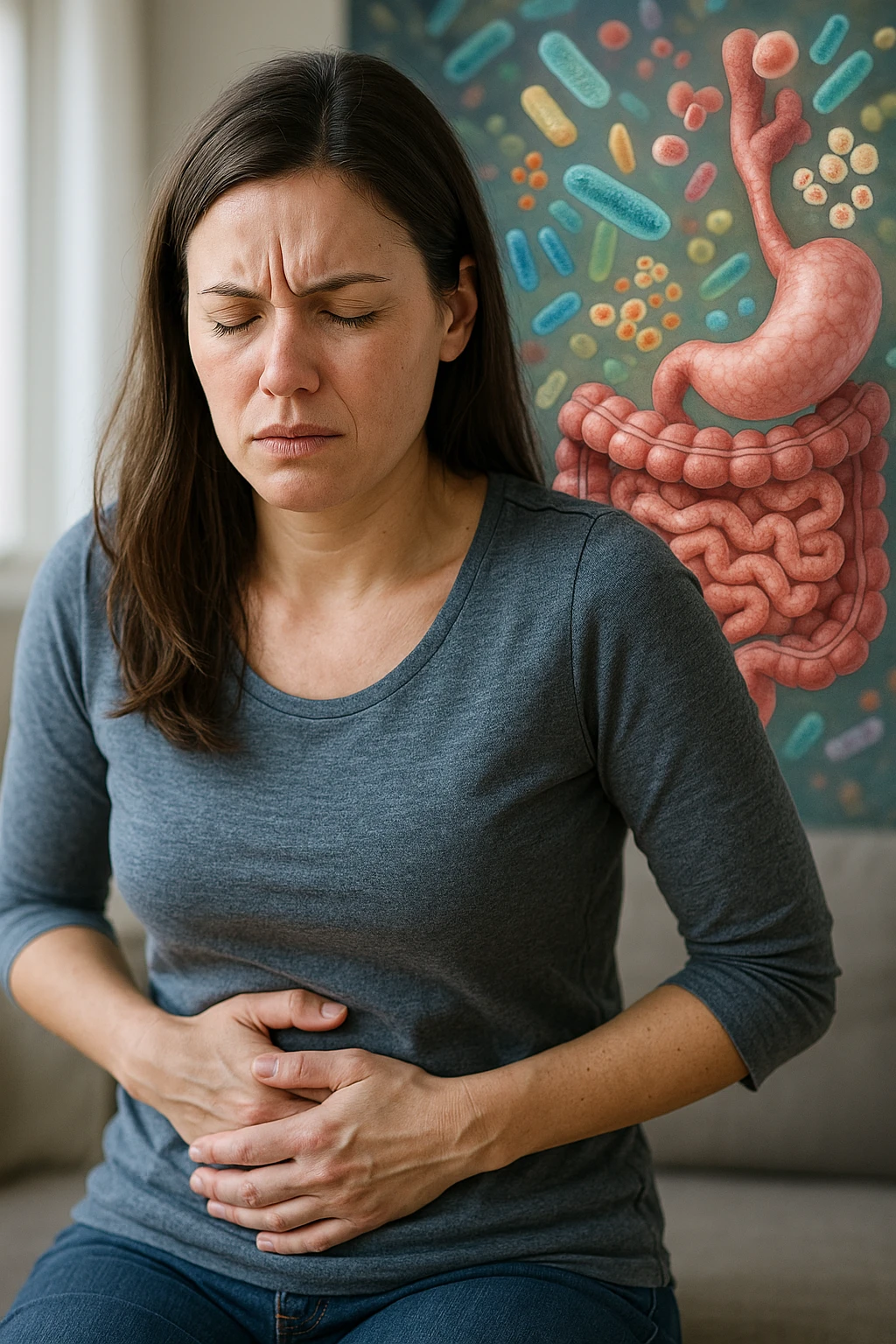 donna con candida intestinale realistic emoji