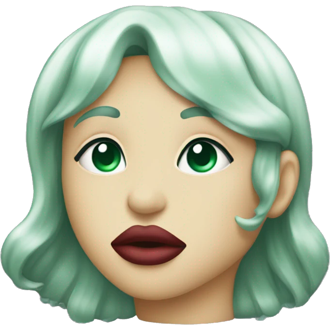 Lips of a dark emerald color in the form of a kiss emoji