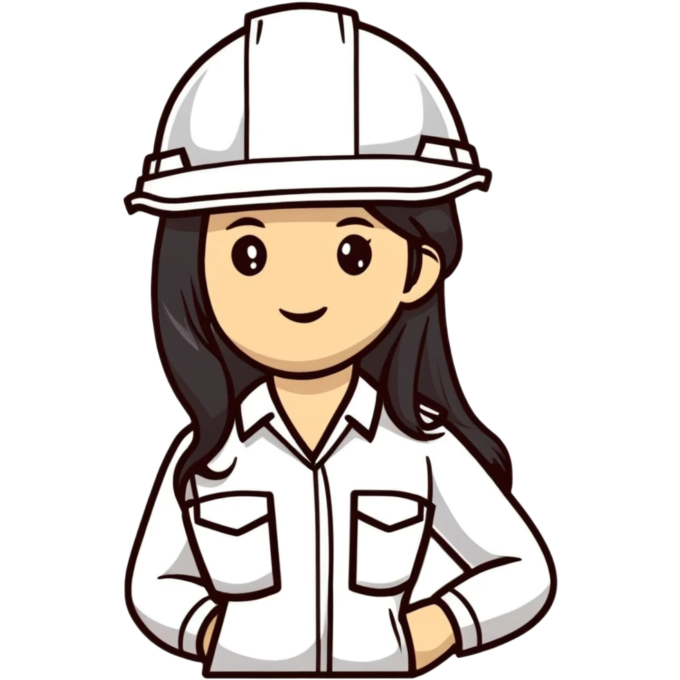 Female engineer with white safety helmet and long hair emoji