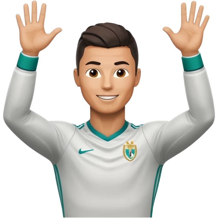 Cristiano Ronaldo celebrating with his signature 'Siuuu' pose, energetic and joyful emoji