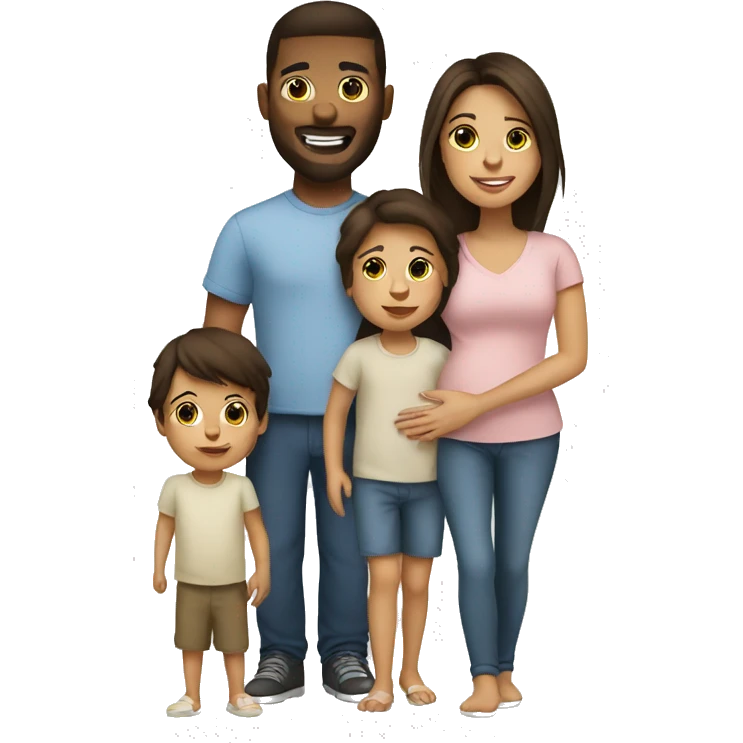 Brunette Family with toddler and baby  emoji