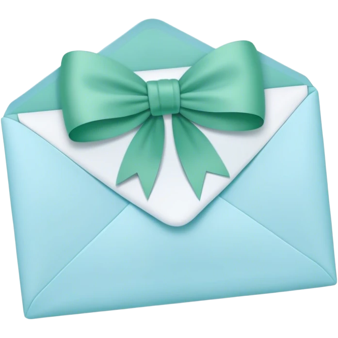 beautiful aesthetic love letter in pastel blue color with green bow aesthetically placed  emoji