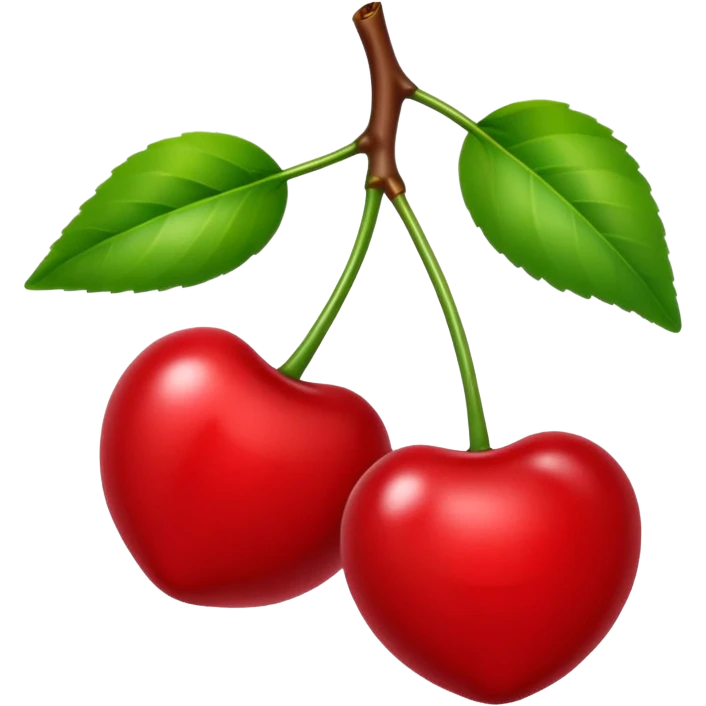 Red cherry with green leaves emoji