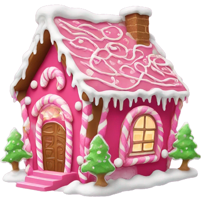 Vibrant pink gingerbread house emoji