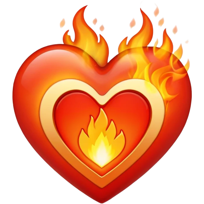 Red heart with the letter R inside of it and some fire emoji