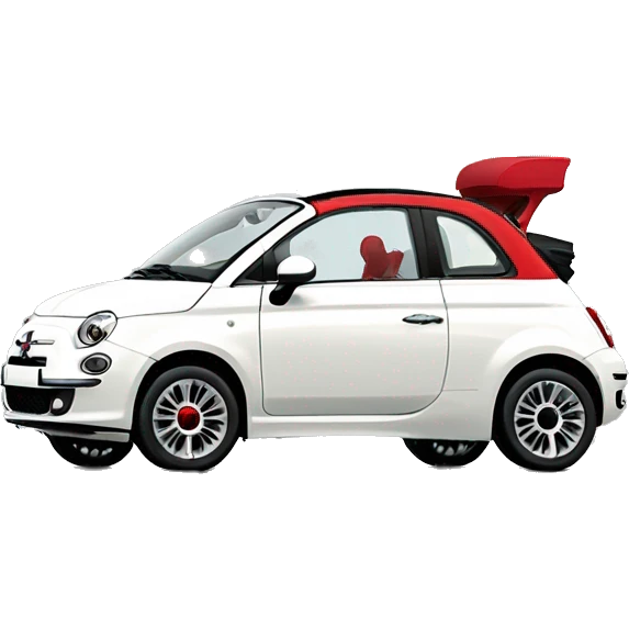 Fiat 500 Cabrio white red emoji
