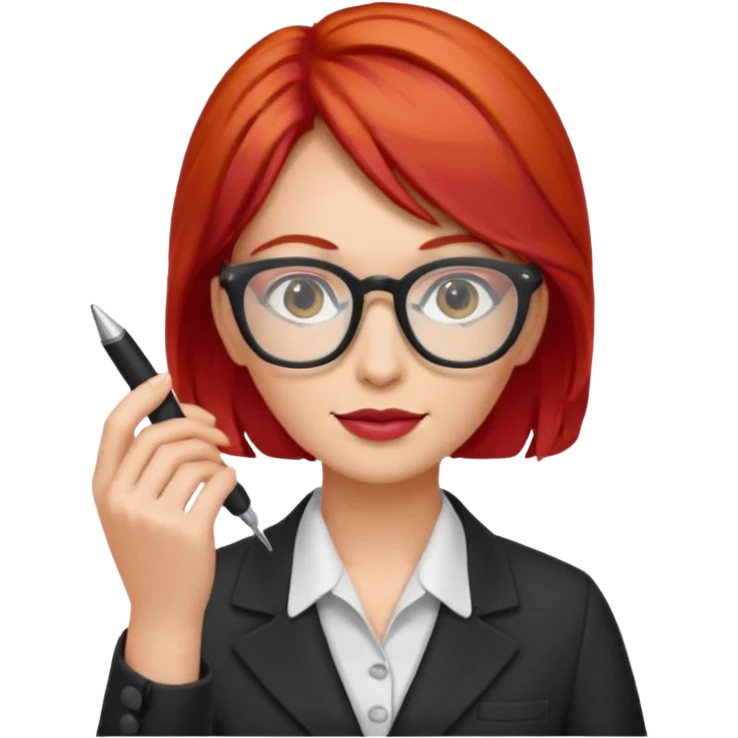 tailor woman with red hair and glasses emoji