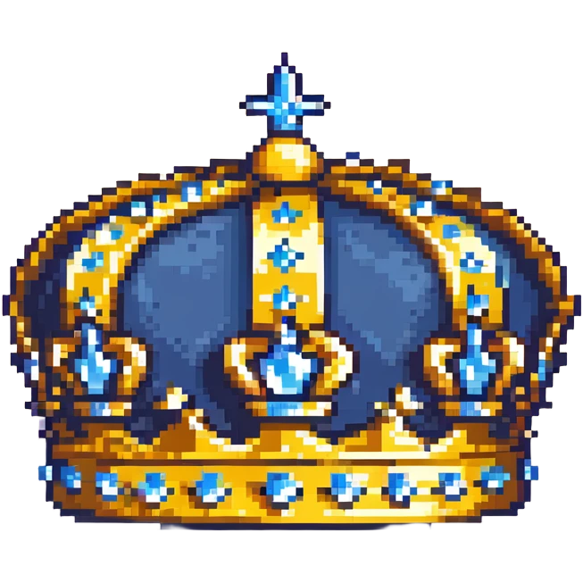 A navy blue king's crown with diamond gems and gold accents emoji