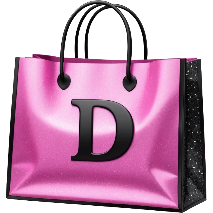 PINK GLITTER SHOPPING BAGS WITH A LETTER D IN THE MIDLLE IN COLOUR BLACK WITH GLITTER TOO  emoji