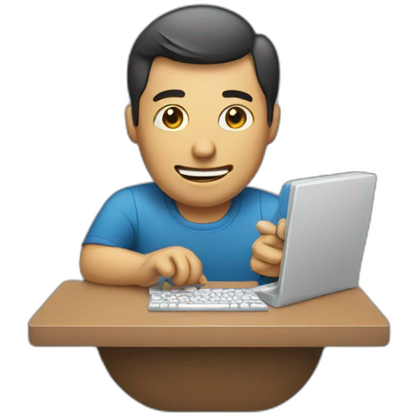 man typing on phone emoji