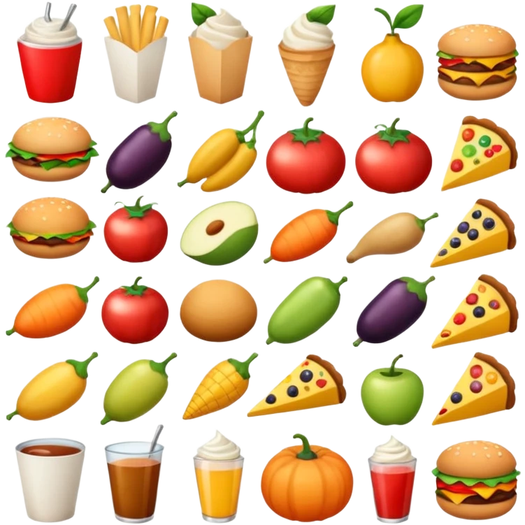 a lot of photo with food like catalog cards from delivery app emoji